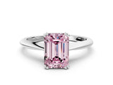 White gold Fancy Pink Emerald Cut Solitaire Diamond Ring with Six-Prong Setting and Classic Band_61