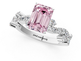 White gold Fancy Pink Emerald  Cut Solitaire Diamond Twisted Band with Pave Setting_81