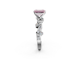 White gold Fancy Pink Emerald  Cut Solitaire Diamond Twisted Band with Pave Setting_82