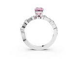 White gold Fancy Pink Emerald  Cut Solitaire Diamond Twisted Band with Pave Setting_83