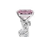 White gold Fancy Pink Emerald  Cut Solitaire Diamond Twisted Band with Pave Setting_85