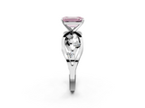 White gold Fancy Pink Emerald  Cut Solitaire Diamond with Side Stones on Criss-Cross Band and Four-Prong Setting_5