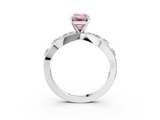 White gold Fancy Pink Emerald  Cut Solitaire Diamond with Side Stones on Criss-Cross Band and Four-Prong Setting_6