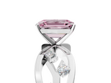 White gold Fancy Pink Emerald  Cut Solitaire Diamond with Side Stones on Criss-Cross Band and Four-Prong Setting_8
