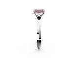 White gold Fancy Pink Emerald  Cut Solitaire Engagement Ring with Flat Band and Four-Prong Setting 5