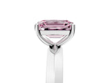 White gold Fancy Pink Emerald  Cut Solitaire Engagement Ring with Flat Band and Four-Prong Setting