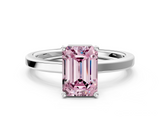 White gold Fancy Pink Emerald  Cut Solitaire Engagement Ring with Four-Prong Setting on a Classic Band_13
