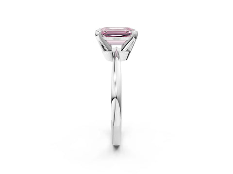 White gold Fancy Pink Emerald Cut Solitaire Engagement Ring with Six-Prong Setting and Tapered Band_2
