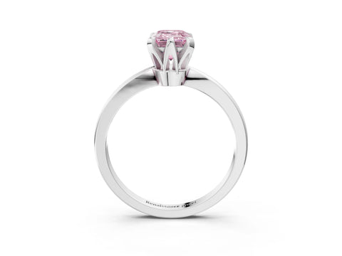 White gold Fancy Pink Emerald Cut Solitaire Engagement Ring with Six-Prong Setting and Tapered Band_3