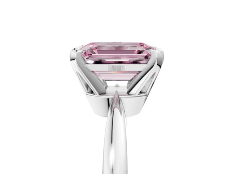 White gold Fancy Pink Emerald Cut Solitaire Engagement Ring with Six-Prong Setting and Tapered Band_5