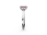 White gold Fancy Pink Emerald  Cut Solitaire Engagement Ring with Tapered Band and Four-Prong Setting 3