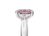 White gold Fancy Pink Emerald  Cut Solitaire Engagement Ring with Tapered Band and Four-Prong Setting