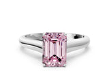 White gold Fancy Pink Emerald Cut Solitaire Engagement Ring with Tapered Band and Four-Prong Setting_15