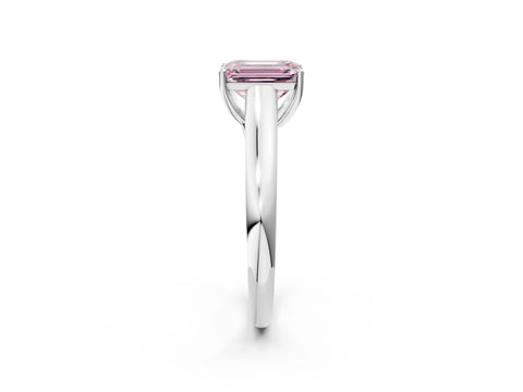 White gold Fancy Pink Emerald Cut Solitaire Engagement Ring with Tapered Band and Four-Prong Setting_17