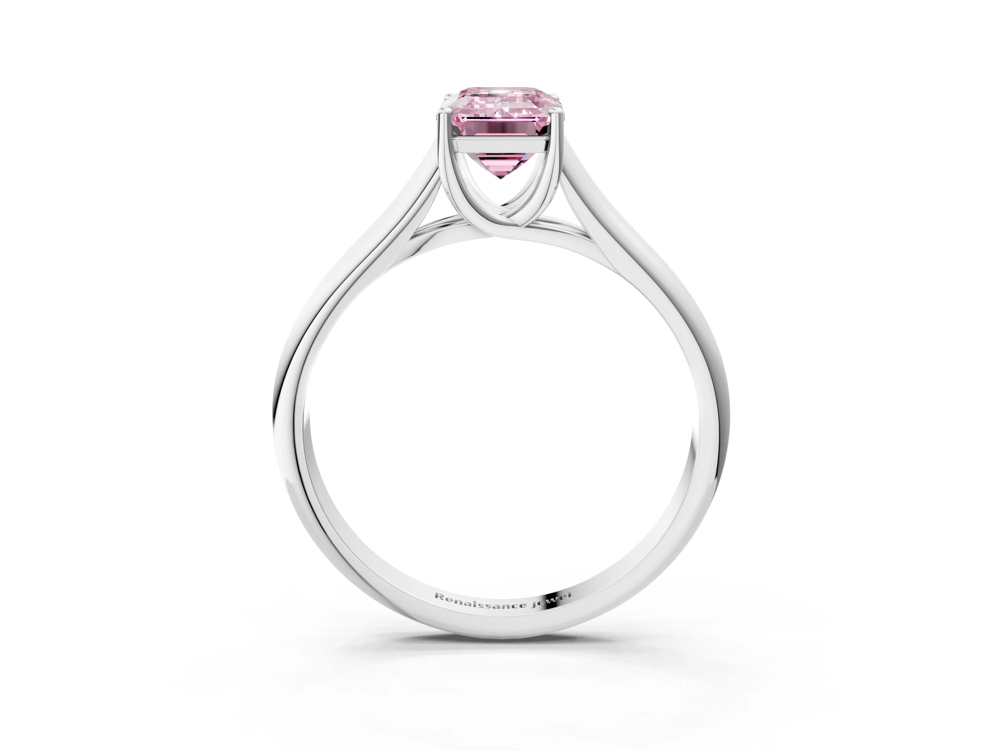 White gold Fancy Pink Emerald Cut Solitaire Engagement Ring with Tapered Band and Four-Prong Setting_18