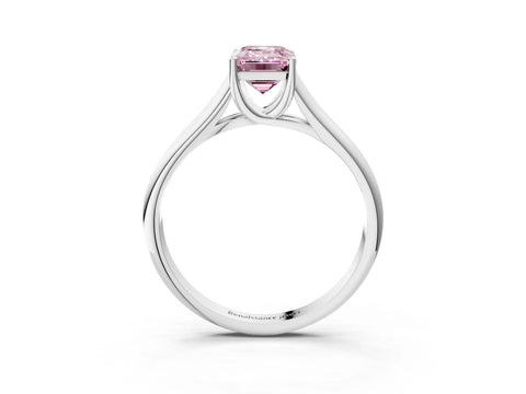 White gold Fancy Pink Emerald Cut Solitaire Engagement Ring with Tapered Band and Four-Prong Setting_18