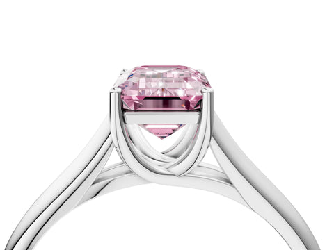White gold Fancy Pink Emerald Cut Solitaire Engagement Ring with Tapered Band and Four-Prong Setting_19