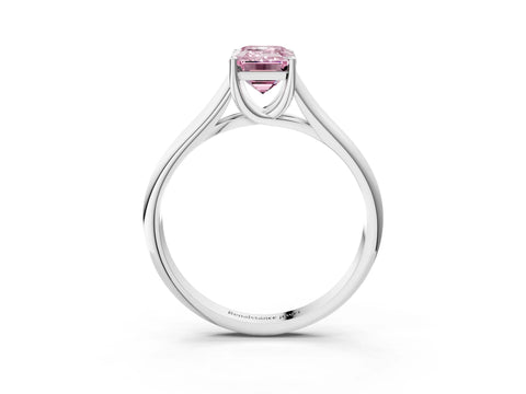 White gold Fancy Pink Emerald Cut Solitaire Engagement Ring with Tapered Band and Four-Prong Setting_6