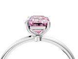White gold Fancy Pink Emerald  Cut Solitaire Engagement Ring with Thin Band and Four-Prong Setting_7