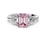 White gold Fancy Pink Emerald  Cut Solitaire Floral Diamond Ring with Four-Prong Setting_37