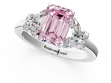 White gold Fancy Pink Emerald  Cut Solitaire Floral Diamond Ring with Four-Prong Setting_38
