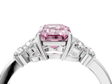 White gold Fancy Pink Emerald  Cut Solitaire Floral Diamond Ring with Four-Prong Setting_41