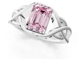 White gold Fancy Pink Emerald Cut Solitaire Intertwined Band Prong Setting Ring_1