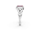 White gold Fancy Pink Emerald Cut Solitaire Intertwined Band Prong Setting Ring_2