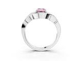 White gold Fancy Pink Emerald Cut Solitaire Intertwined Band Prong Setting Ring_3