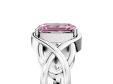 White gold Fancy Pink Emerald Cut Solitaire Intertwined Band Prong Setting Ring_5