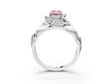 White gold Fancy Pink Emerald Cut Solitaire Leaf-Inspired Engagement Ring with Prong Setting_15
