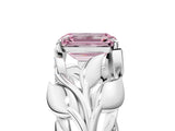 White gold Fancy Pink Emerald Cut Solitaire Leaf-Inspired Engagement Ring with Prong Setting_17