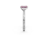 White gold Fancy Pink Emerald Cut Solitaire Milgrain Engraved Band with Four-Prong Setting_14