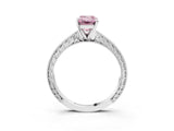 White gold Fancy Pink Emerald Cut Solitaire Milgrain Engraved Band with Four-Prong Setting_15