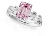 White gold Fancy Pink Emerald Cut Solitaire Milgrain Leaf Band with Prong Setting_13