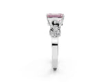 White gold Fancy Pink Emerald Cut Solitaire Milgrain Leaf Band with Prong Setting_14