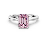 White gold Fancy Pink Emerald  Cut Solitaire Ring with Cathedral Band and Four-Prong Setting_81