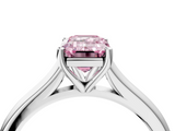 White gold Fancy Pink Emerald  Cut Solitaire Ring with Cathedral Band and Four-Prong Setting_85