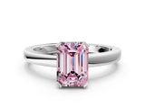 White gold Fancy Pink Emerald  Cut Solitaire Ring with Four-Prong Setting and Classic Band_59