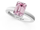 White gold Fancy Pink Emerald  Cut Solitaire Ring with Four-Prong Setting and Classic Band_60