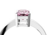 White gold Fancy Pink Emerald  Cut Solitaire Ring with Four-Prong Setting and Classic Band_63