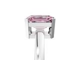 White gold Fancy Pink Emerald  Cut Solitaire Ring with Four-Prong Setting and Classic Band_64