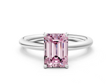White gold Fancy Pink Emerald  Cut Solitaire Ring with Thin Band and Four-Prong Setting_16