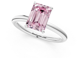 White gold Fancy Pink Emerald  Cut Solitaire Ring with Thin Band and Four-Prong Setting_17