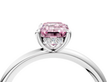 White gold Fancy Pink Emerald  Cut Solitaire Ring with Thin Band and Four-Prong Setting_20