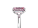 White gold Fancy Pink Emerald  Cut Solitaire Ring with Thin Band and Four-Prong Setting_21