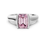 White gold Fancy Pink Emerald Cut Solitaire Tension Set Diamond Ring with Split Shank Band_36