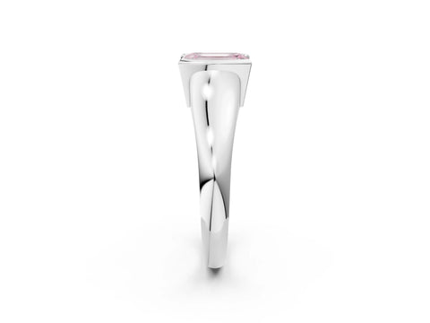 White gold Fancy Pink Emerald Cut Solitaire Tension Set Diamond Ring with Split Shank Band_38