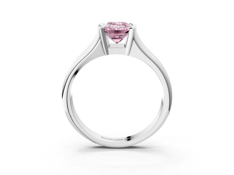 White gold Fancy Pink Emerald Cut Solitaire Tension Set Diamond Ring with Split Shank Band_39