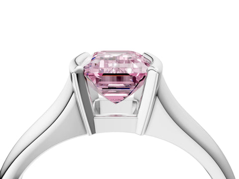 White gold Fancy Pink Emerald Cut Solitaire Tension Set Diamond Ring with Split Shank Band_40